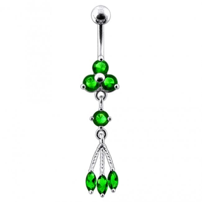 Triple Stone Dangling Belly Ring - Monster Piercing