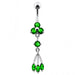 Triple Stone Dangling Belly Ring - Monster Piercing