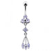 Triple Stone Dangling Belly Ring - Monster Piercing