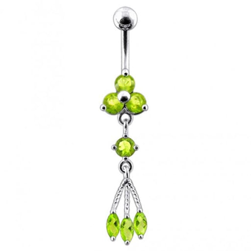 Triple Stone Dangling Belly Ring - Monster Piercing