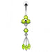 Triple Stone Dangling Belly Ring - Monster Piercing