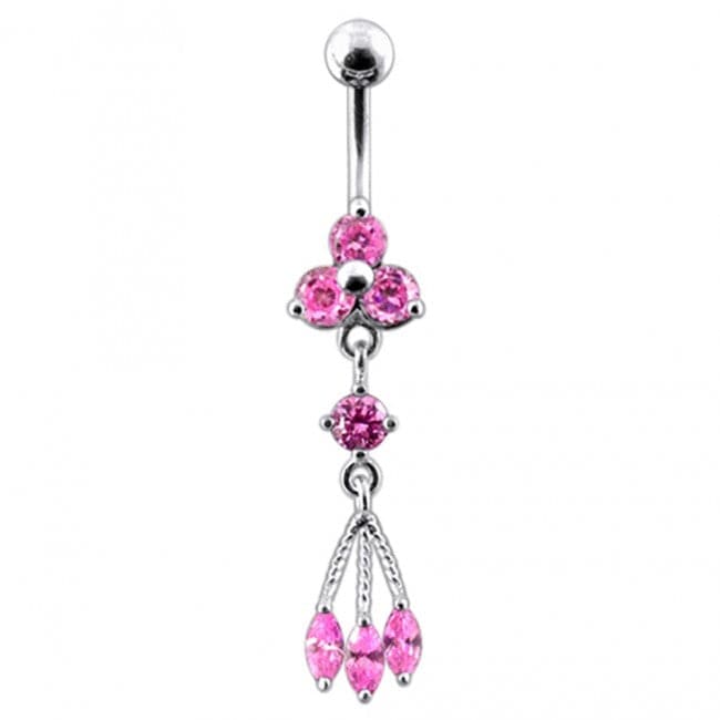 Triple Stone Dangling Belly Ring - Monster Piercing