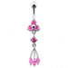 Triple Stone Dangling Belly Ring - Monster Piercing