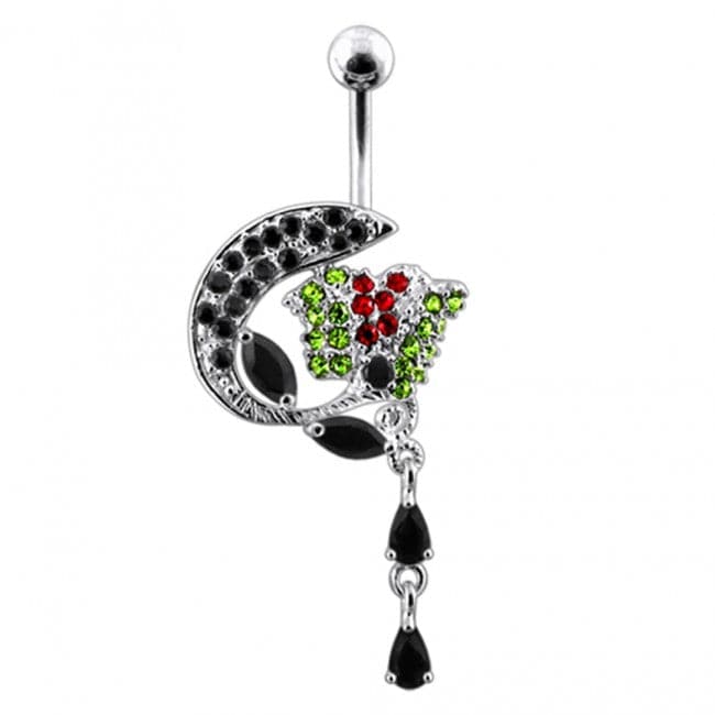 Shark and Butterfly Dangling Belly Ring - Monster Piercing