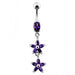 Double Flower Dangling Belly Ring - Monster Piercing