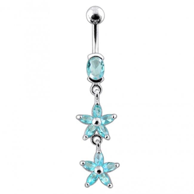 Double Flower Dangling Belly Ring - Monster Piercing