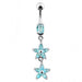 Double Flower Dangling Belly Ring - Monster Piercing