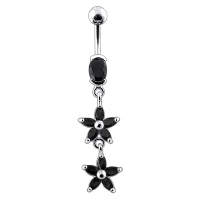 Double Flower Dangling Belly Ring - Monster Piercing