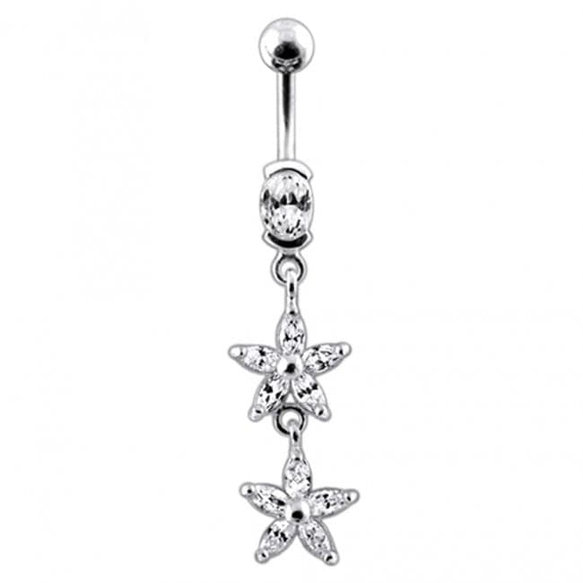 Double Flower Dangling Belly Ring - Monster Piercing