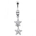 Double Flower Dangling Belly Ring - Monster Piercing