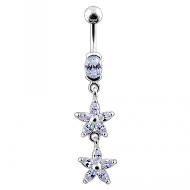 Double Flower Dangling Belly Ring - Monster Piercing