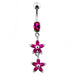 Double Flower Dangling Belly Ring - Monster Piercing