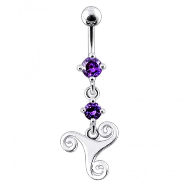 Celtic Surgical Grade Steel Curved Bar Dangling Belly Ring - Monster Piercing