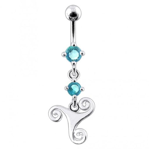 Celtic Surgical Grade Steel Curved Bar Dangling Belly Ring - Monster Piercing