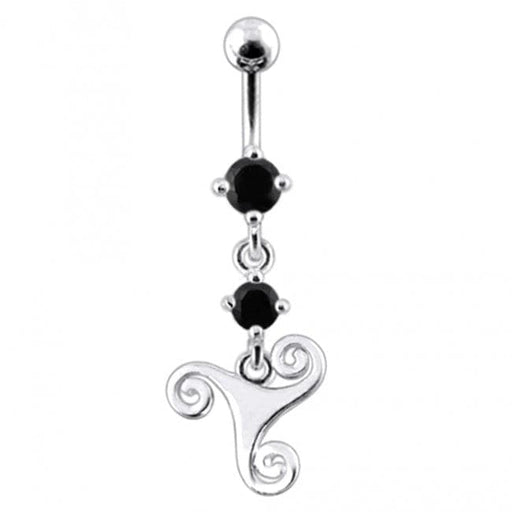 Celtic Surgical Grade Steel Curved Bar Dangling Belly Ring - Monster Piercing