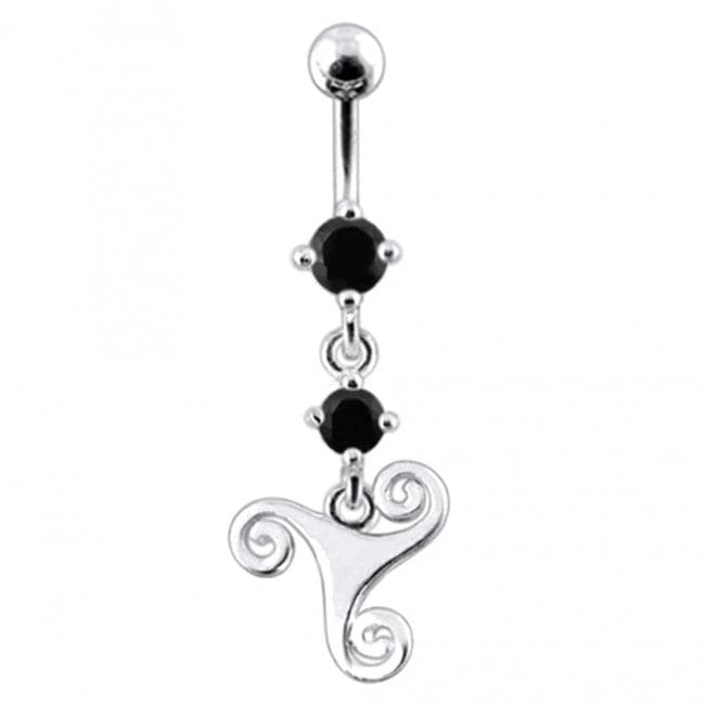 Celtic Surgical Grade Steel Curved Bar Dangling Belly Ring - Monster Piercing