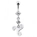 Celtic Surgical Grade Steel Curved Bar Dangling Belly Ring - Monster Piercing