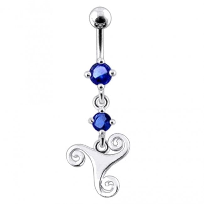 Celtic Surgical Grade Steel Curved Bar Dangling Belly Ring - Monster Piercing