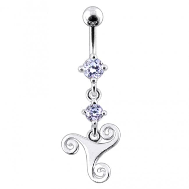 Celtic Surgical Grade Steel Curved Bar Dangling Belly Ring - Monster Piercing