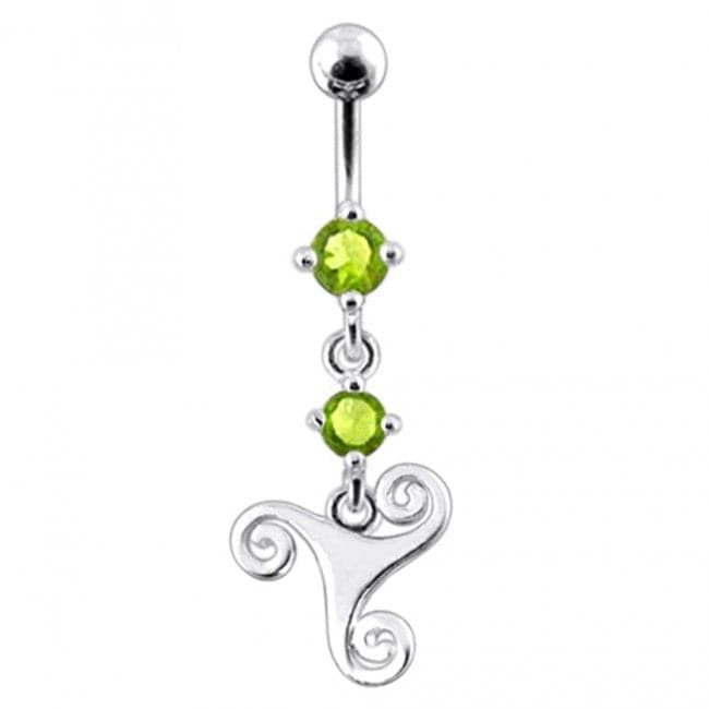 Celtic Surgical Grade Steel Curved Bar Dangling Belly Ring - Monster Piercing