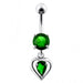 925 Sterling Silver Heart Dangling Banana Bar Navel Ring - Monster Piercing