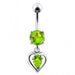 925 Sterling Silver Heart Dangling Banana Bar Navel Ring - Monster Piercing