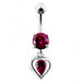 925 Sterling Silver Heart Dangling Banana Bar Navel Ring - Monster Piercing