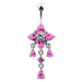 14G Silver Fancy Flower Dangling Belly Body Jewelry Body Ring - Monster Piercing