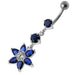 Flower Silver Dangling 316L SS Bar Navel body RingÊ - Monster Piercing