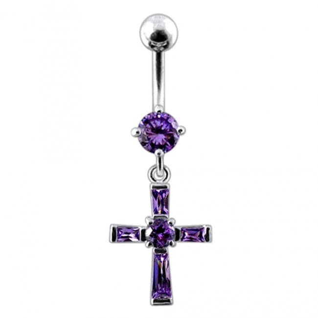 Fancy Cross Dangling Belly Ring - Monster Piercing