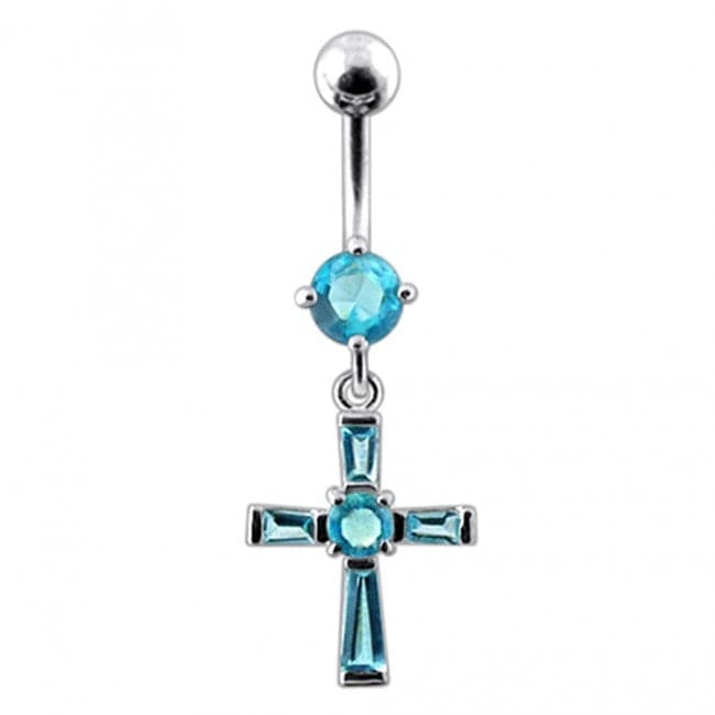 Fancy Cross Dangling Belly Ring - Monster Piercing