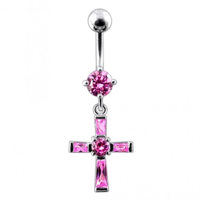 Fancy Cross Dangling Belly Ring - Monster Piercing