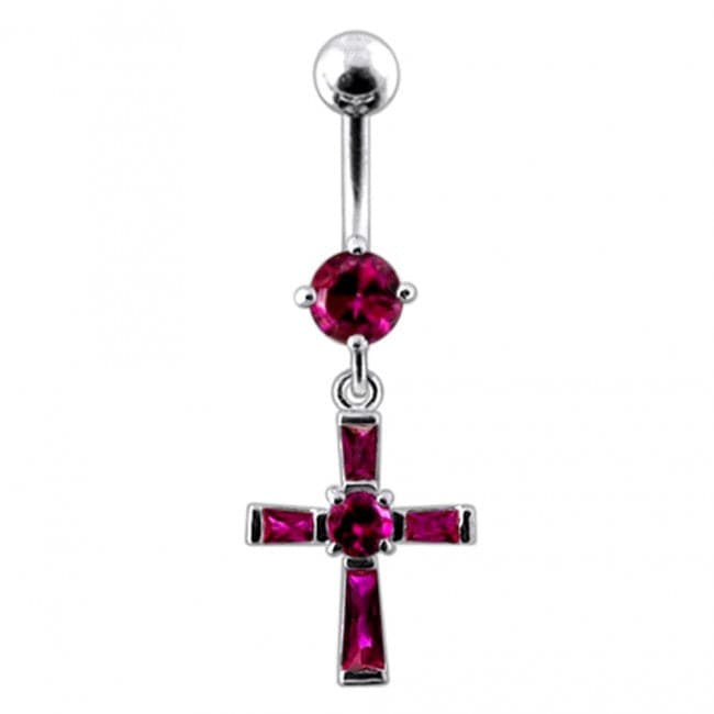 Fancy Cross Dangling Belly Ring - Monster Piercing