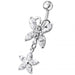 Butterfly and Flower Dangling Navel Belly Ring - Monster Piercing