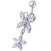 Butterfly and Flower Dangling Navel Belly Ring - Monster Piercing