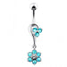 Half Heart and Flower Dangling Belly Ring - Monster Piercing