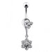 Half Heart and Flower Dangling Belly Ring - Monster Piercing