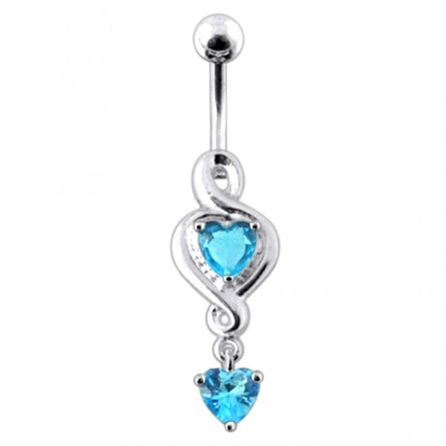 Twin Heart Dangling Belly Ring - Monster Piercing