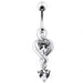 Twin Heart Dangling Belly Ring - Monster Piercing