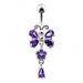 925 Sterling silver Butterfly With Flower Dangling Belly Ring - Monster Piercing