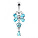 925 Sterling silver Butterfly With Flower Dangling Belly Ring - Monster Piercing