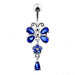 925 Sterling silver Butterfly With Flower Dangling Belly Ring - Monster Piercing