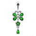 925 Sterling silver Butterfly With Flower Dangling Belly Ring - Monster Piercing