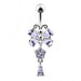 925 Sterling silver Butterfly With Flower Dangling Belly Ring - Monster Piercing