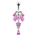 925 Sterling silver Butterfly With Flower Dangling Belly Ring - Monster Piercing