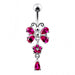 925 Sterling silver Butterfly With Flower Dangling Belly Ring - Monster Piercing