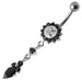 Silver Jeweled Flower Dangling With SS Banana Barbell Navel Belly Ring - Monster Piercing