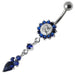 Silver Jeweled Flower Dangling With SS Banana Barbell Navel Belly Ring - Monster Piercing