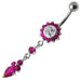 Silver Jeweled Flower Dangling With SS Banana Barbell Navel Belly Ring - Monster Piercing