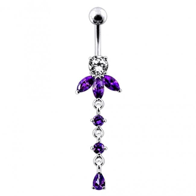 Orchid Flower Dangling Belly Ring - Monster Piercing